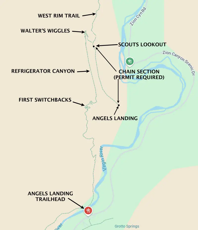 map of the angels landing trail