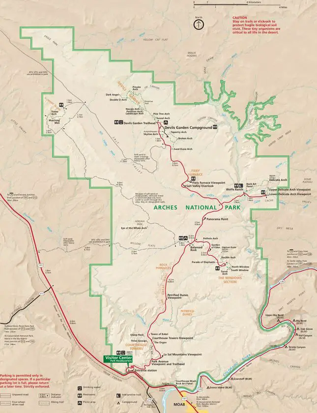 Map of Arches National Park