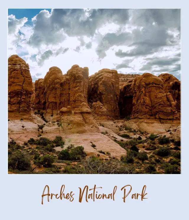 Huge rock formations in arches national park