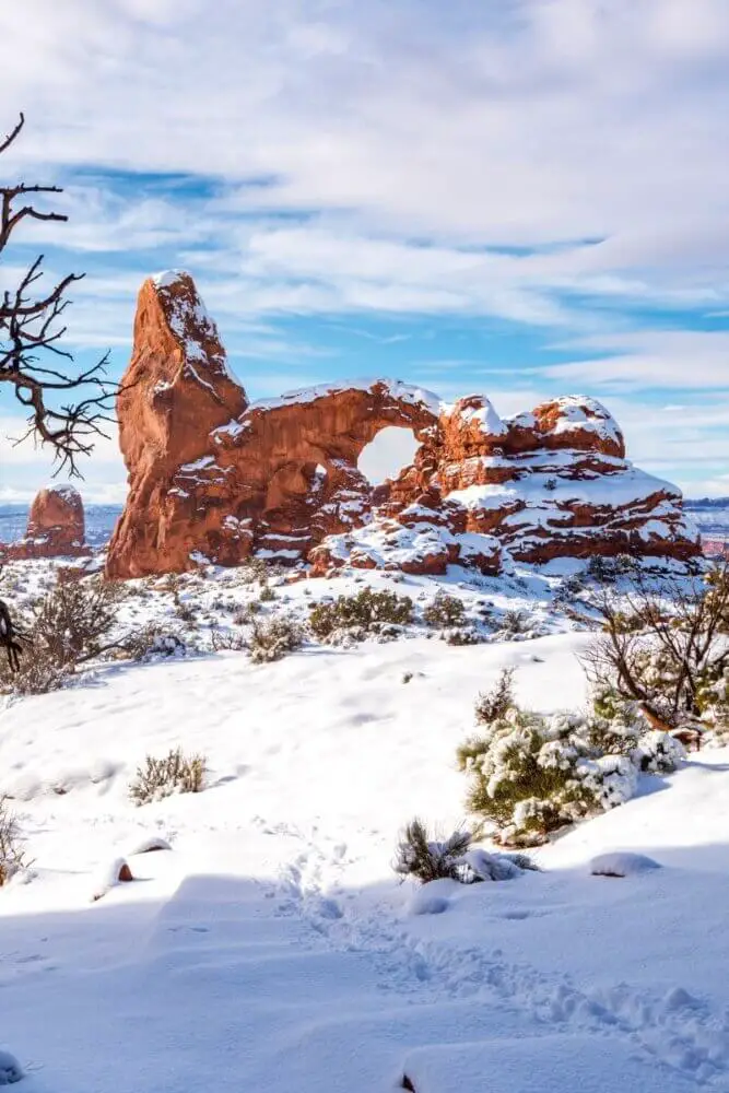 Arches national park in winter