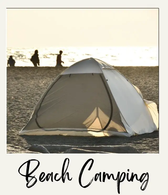 20 Beach Camping Tips for First Timers tent on beach and people in background
