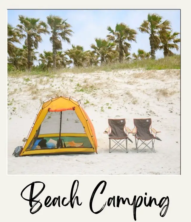 20 Beach Camping Tips for First Timers tent on beach with 2 chairs