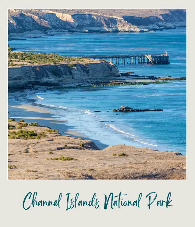 View of a blue ocean and beach in Channel Islands National Park.