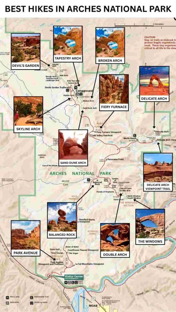 The 10 Best Hikes in Arches National Park Best Hikes in Arches National Park Map