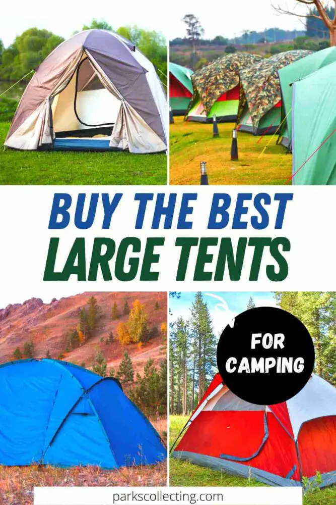 4 pictures of large tents with heading for post on