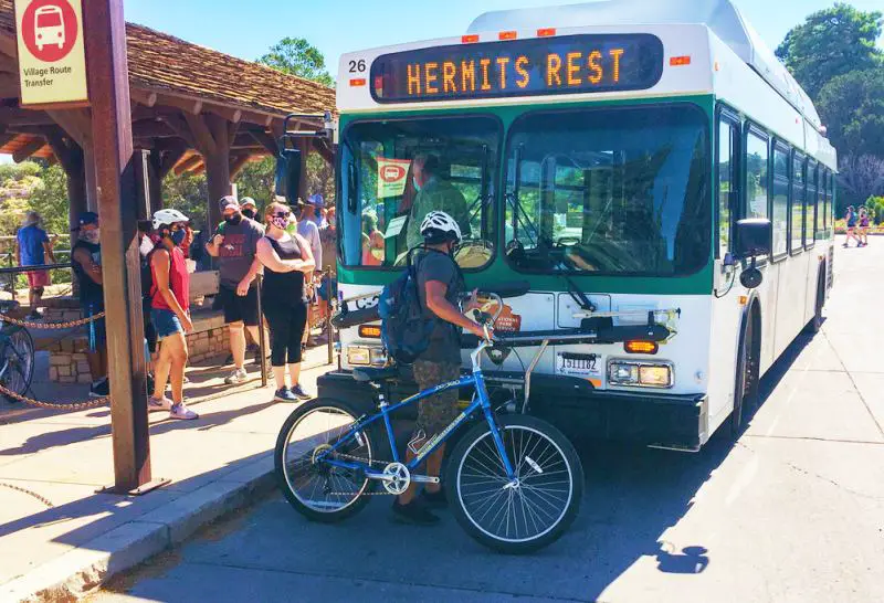 Bicycles and shuttle Grand Canyon