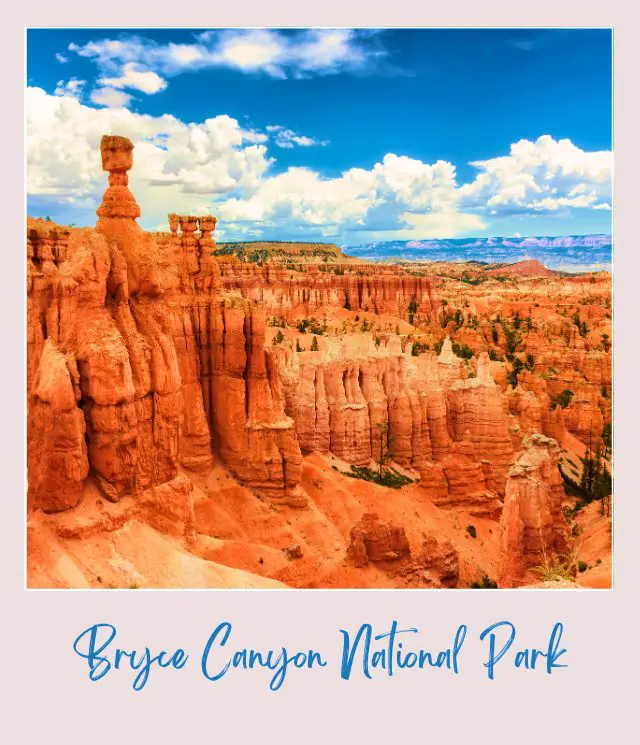 Mountains with different red rock formations in Bryce Canyon National Park