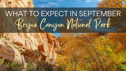 Bryce Canyon National Park in September featuring fall foliage, sandstone cliffs, and scenic hiking trails in Utah.