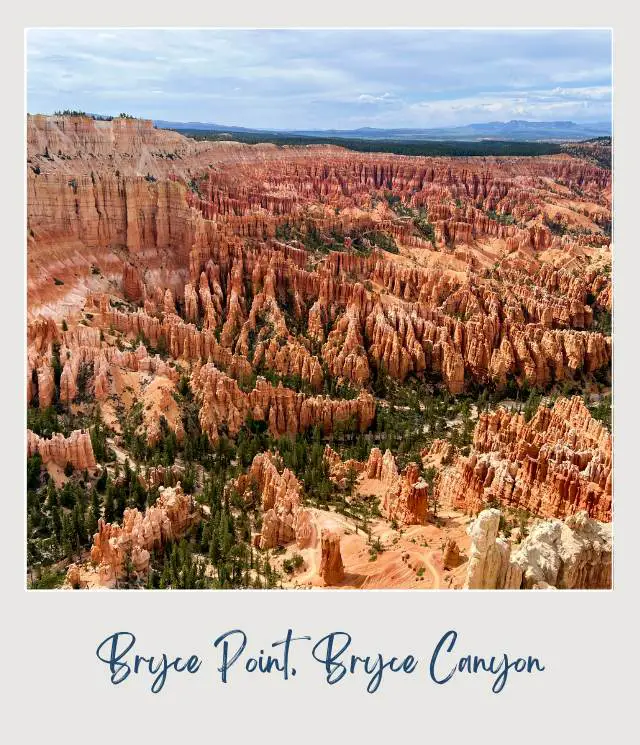 Aerial view of hoodoos and trees in Bryce Point Bryce Canyon