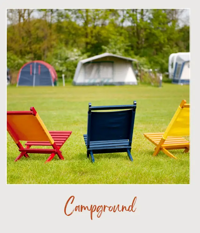 Campground with Colorful Chairs