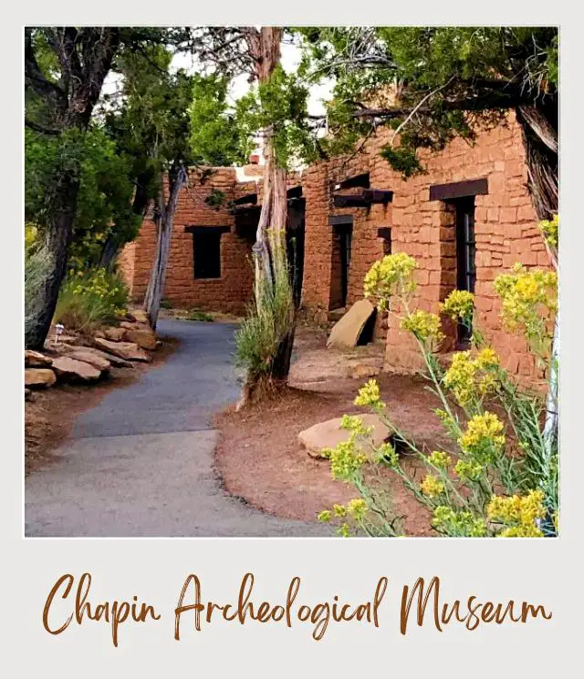 View of a trail beside an old building in Chapin Archeological Museum in Mesa Verde National Park