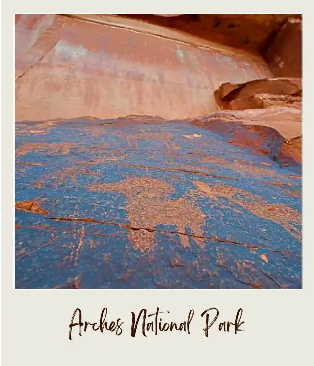 old pictographs Courthouse Wash panel at Arches National Park