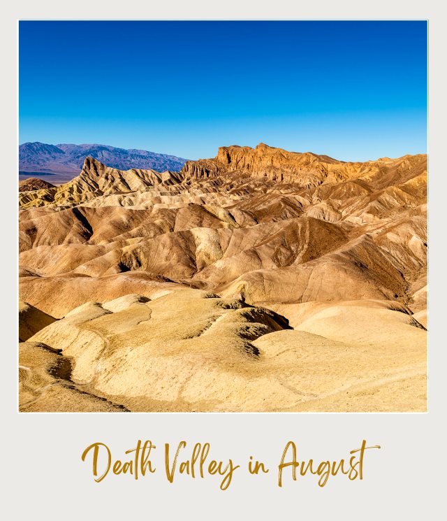 Mountain ranges under the blue sky in Death Valley National Park.