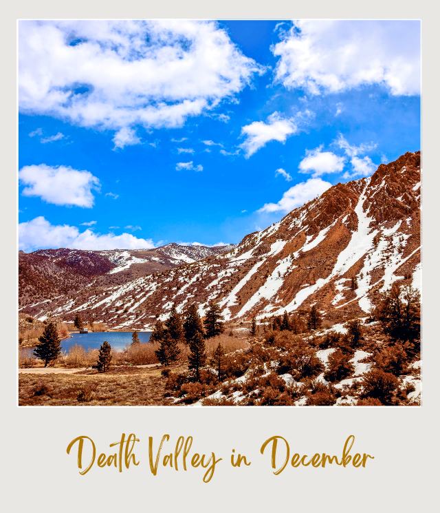 View of mountains covered with snow in Death Valley National Park.