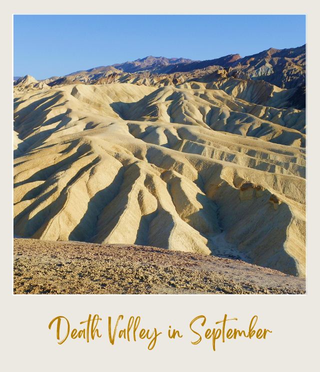 Mountain ranges under the blue sky in Death Valley National Park.