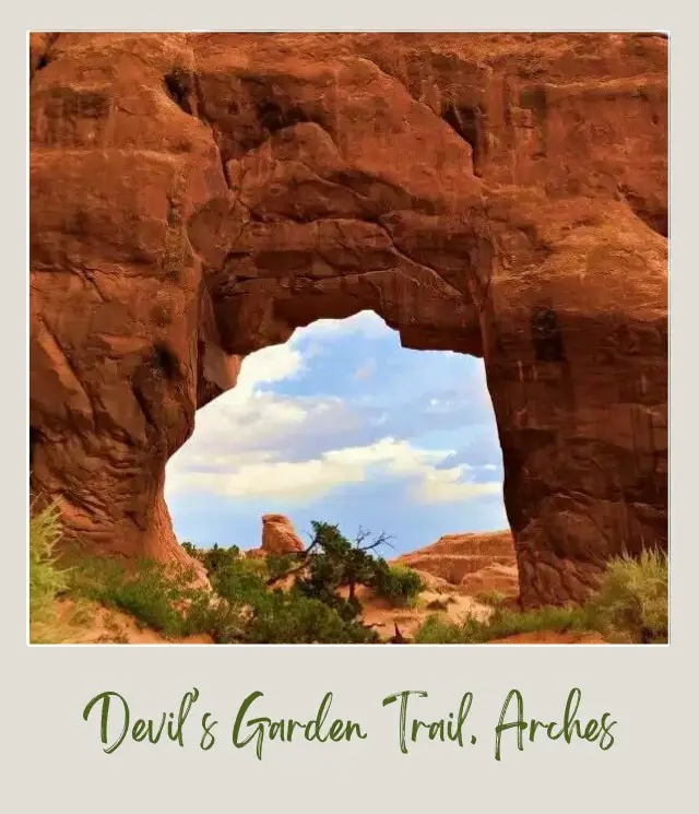 Huge Rock arch in Devils Garden in Arches National Park.