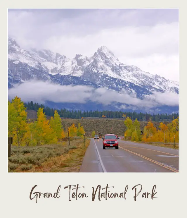 Car and road in fall grand teton national park