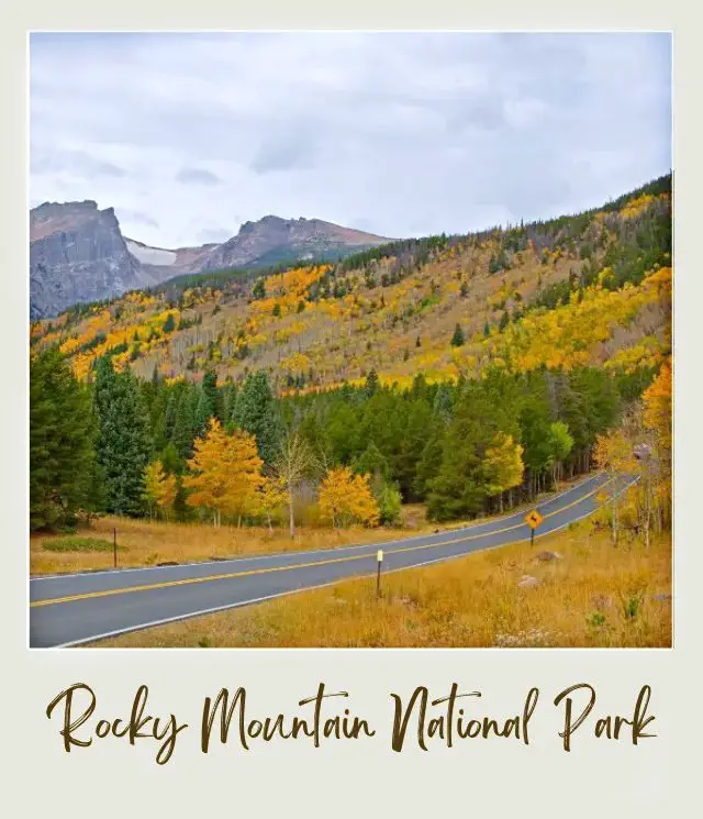 How to Get to Rocky Mountain National Park Colorful trees along the highway road of Rocky Mountain National Park.