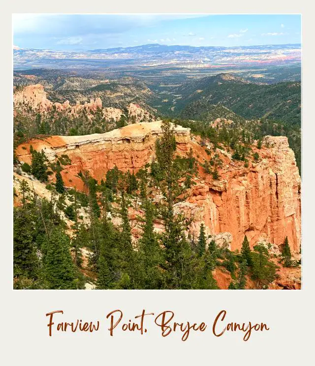 Aerial view of rock mountains and trees in Farview Point Bryce Canyon