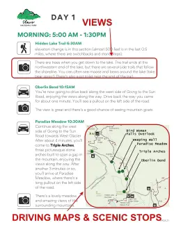 Glacier National Park 3 Day Itinerary Sample of Glacier National Park with annotations