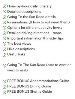 list of things included in Glacier national Park 1 day itinerary