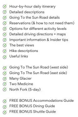 Glacier National Park 4 Day Itinerary list of things included in Glacier national Park 4 day itinerary