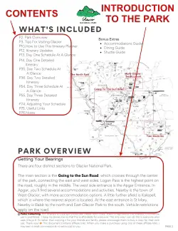 Glacier National Park 3 Day Itinerary Sample of Glacier National Park with annotations