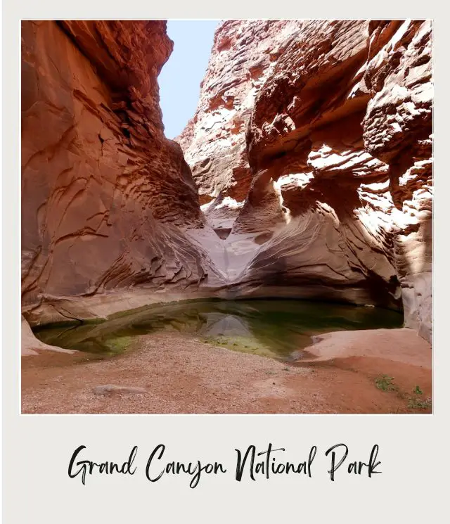 pool of water at end of side canyon hike on river rafting trip through grand canyon