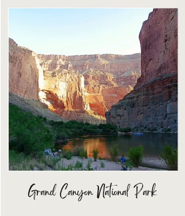 beach and tents late afternoon in grand canyon on river rafting trip through grand canyon