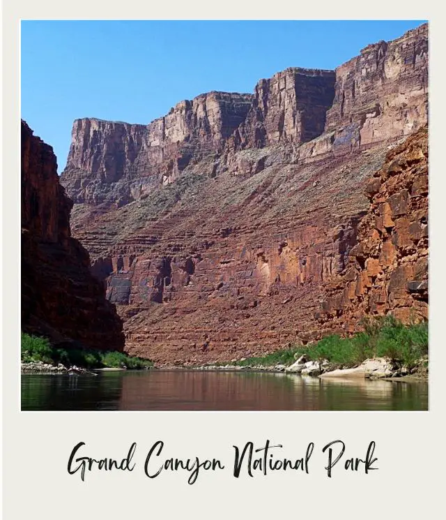 view from river in grand canyon on river rafting trip through grand canyon