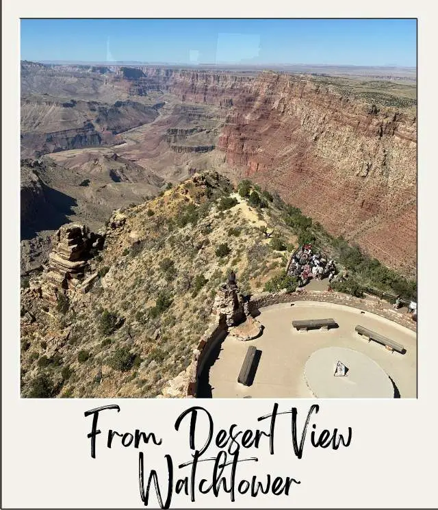 15 Best Things to Do in Grand Canyon for Non Hikers: Views Without the Sweat grand canyon seen from slightly above with circular stone building at foreground
