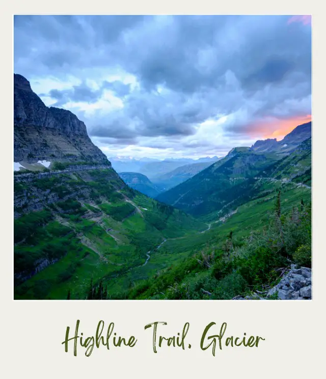 Aerial view of mountains and trees on Highline Trail Glacier National Park