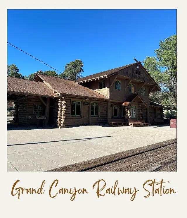 15 Best Things to Do in Grand Canyon for Non Hikers: Views Without the Sweat wooden railway station with side platform and tracks in foreground - the historic grand canyon railway station