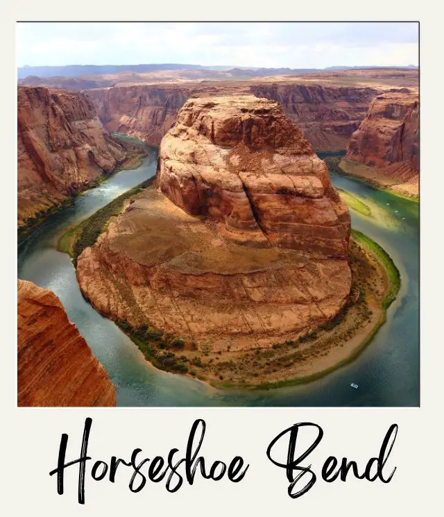 The 10 Best Day Trips from Las Vegas For Nature Lovers horseshoe shaped river with steep rock in middle at Horseshoe Bend