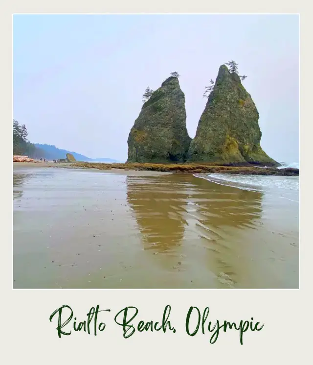 Rialto Beach - Hole in the Wall, Olympic National Park: Complete Guide Two huge sea stacks surrounded by small rocks in Rialto Beach, Olympic National Park.