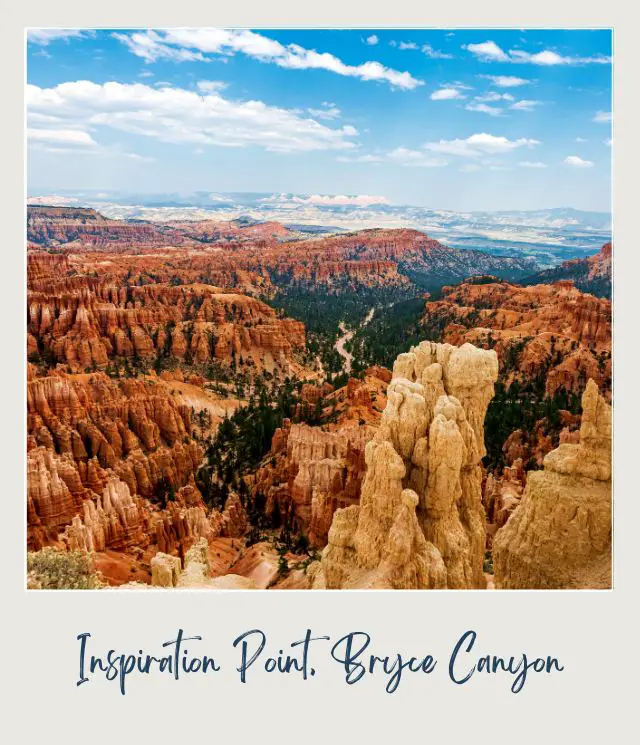 Aerial view of hoodoos and trees in Inspiration Point Bryce Canyon