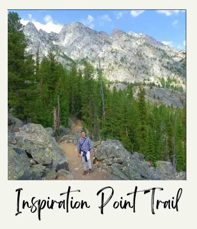 main on trail to Inspiration Point with Teton range of mountains behind