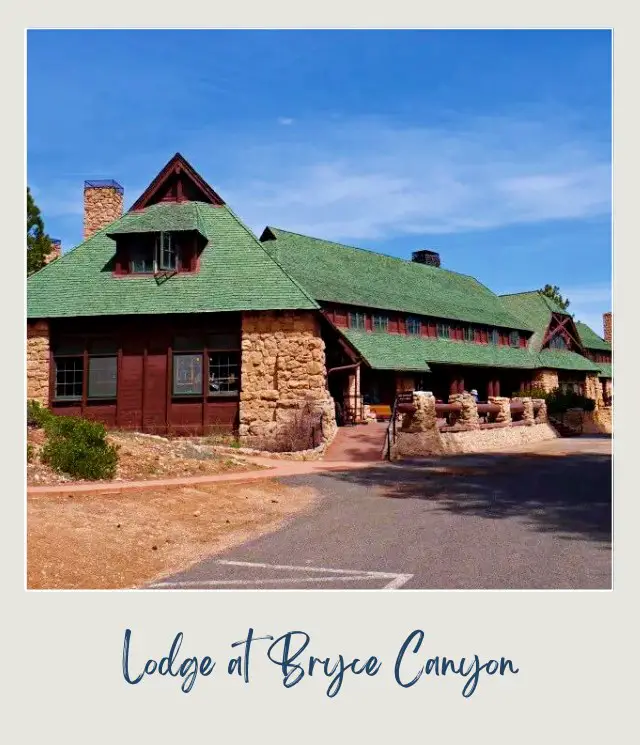 View of a green colored roof lodge in Bryce Canyon National Park