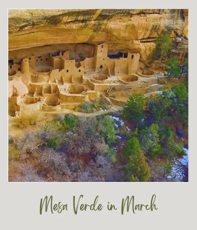 Visiting Mesa Verde National Park: What To Expect Throughout the Year Rock cliffs and formations surrounded by trees and little snow in Mesa Verde National Park
