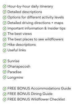list of things included in Mt Rainier 2 day itinerary