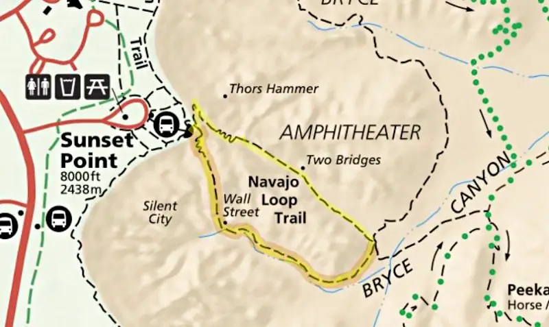 Navajo Loop Trail Map Bryce Canyon