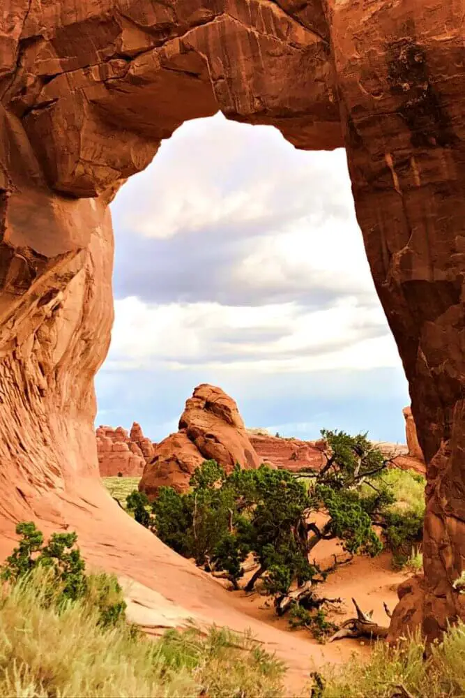 Pine Tree Arch on Devils Garden Trail one of the Best Hikes in Arches National Park