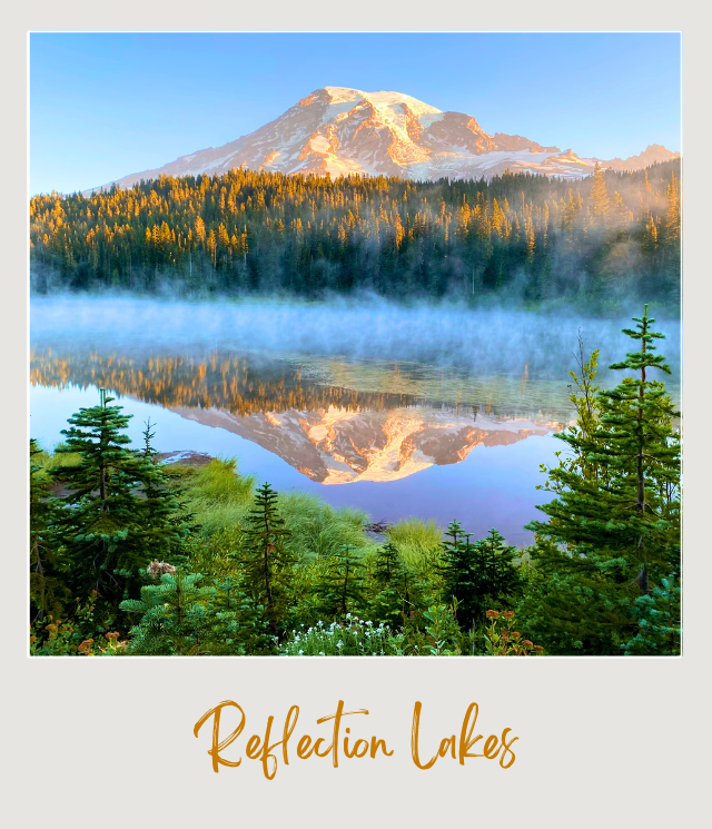 Reflection lakes Mount Rainier National Park