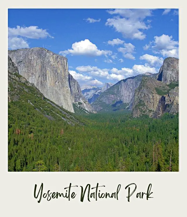 tree filled valley with large granite cliffs on both sides