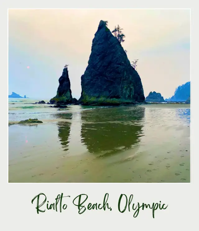 Rialto Beach - Hole in the Wall, Olympic National Park: Complete Guide Two huge sea stacks surrounded by small rocks in Rialto Beach, Olympic National Park.