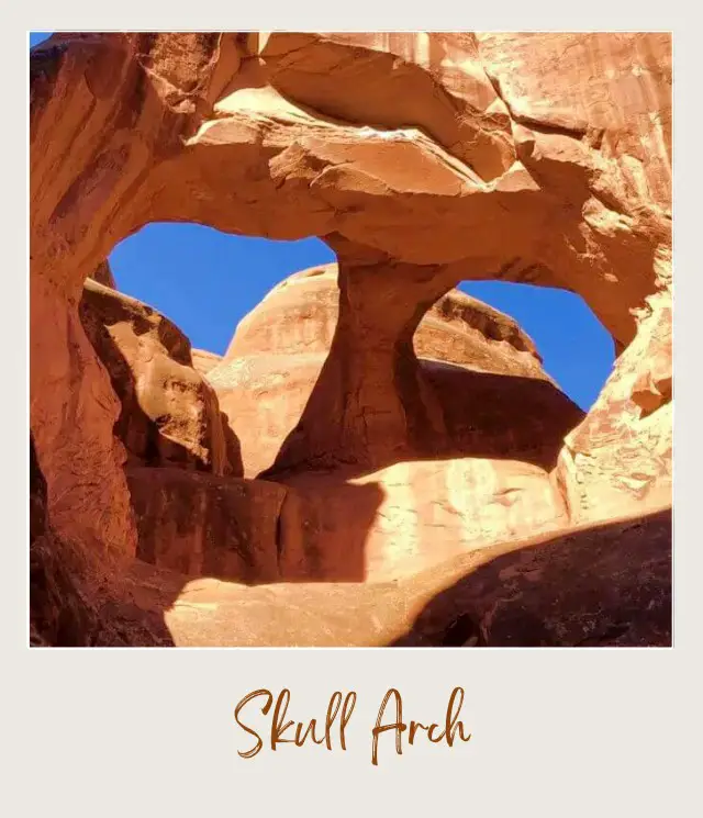 View of huge rock formations at Skull Arch Fiery Furnace Arches National Park.