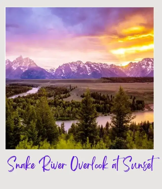 a river running through a valley with trees and mountains in the background Snake River Overlook at Sunset in Grand Teton National Park