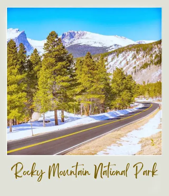 How to Get to Rocky Mountain National Park Snow-capped mountains and colorful trees along the road in Rocky Mountain National Park.