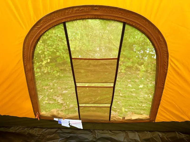 back door of The North Face Wawona 4 person tent showing storage sleeves
