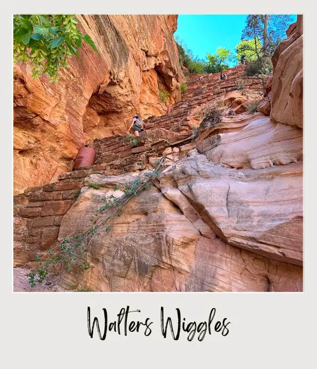 View from below in Walters Wiggles in Angels Landing in Zion National Park